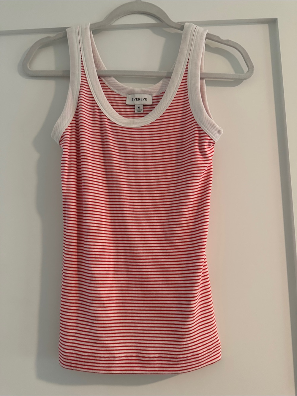 Evereve Red & White Striped Ribbed Tank